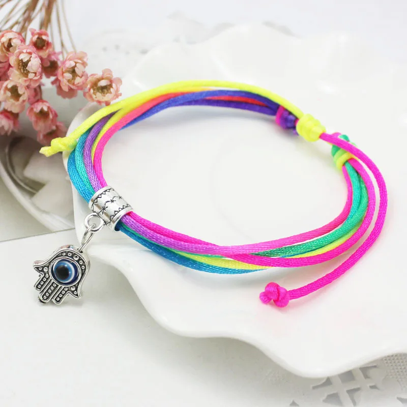 2017 New Thin Multicolor Thread Evil Eye Charms Bracelet String Rope Braided Bangles For Women Men Adjustable Length | Украшения и