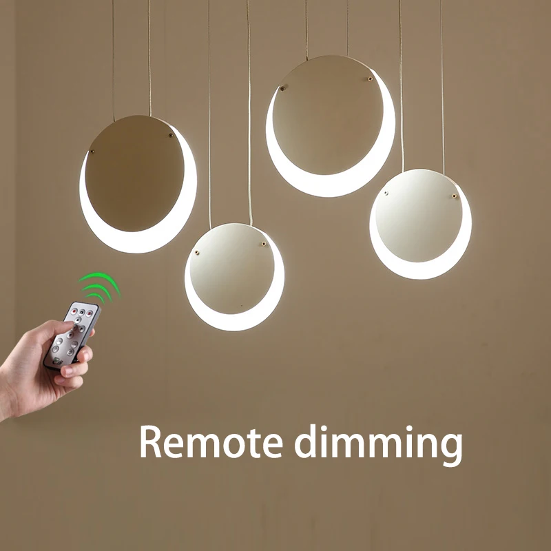 Led Pendant lamp Hanging light White Circular Moon Dimming For Dining Room Kitchen Bar counter lamparas | Лампы и освещение