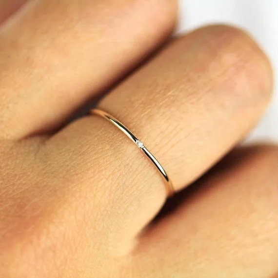 

Minimal Zircon Simple Tiny Rings For Women 1mm Full Round Minimalist Thin Dainty Stacking Ring Fashion Jewelry 2022 Items KCR101