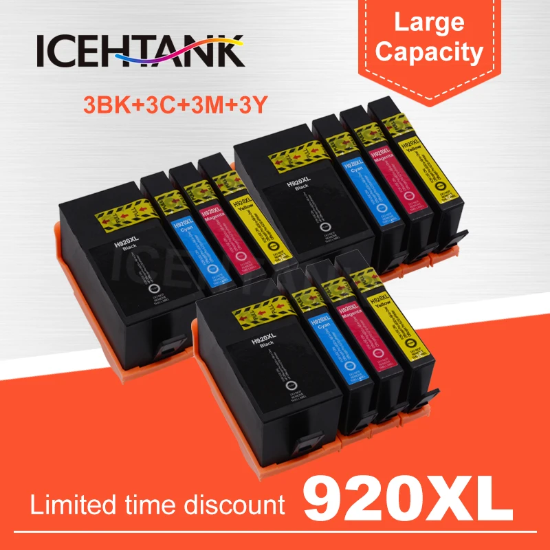 Набор чернил ICEHTANK 3 совместимый с HP 920 XL Officejet Pro 6500a Plus беспроводной картридж 6000 6500