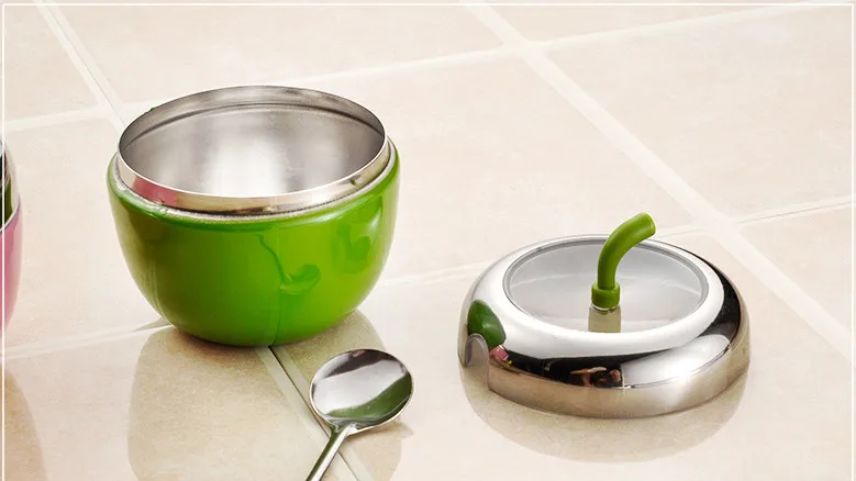 Высокое качество Нержавеющая сталь Apple сахарница приправы банку приправа горшок