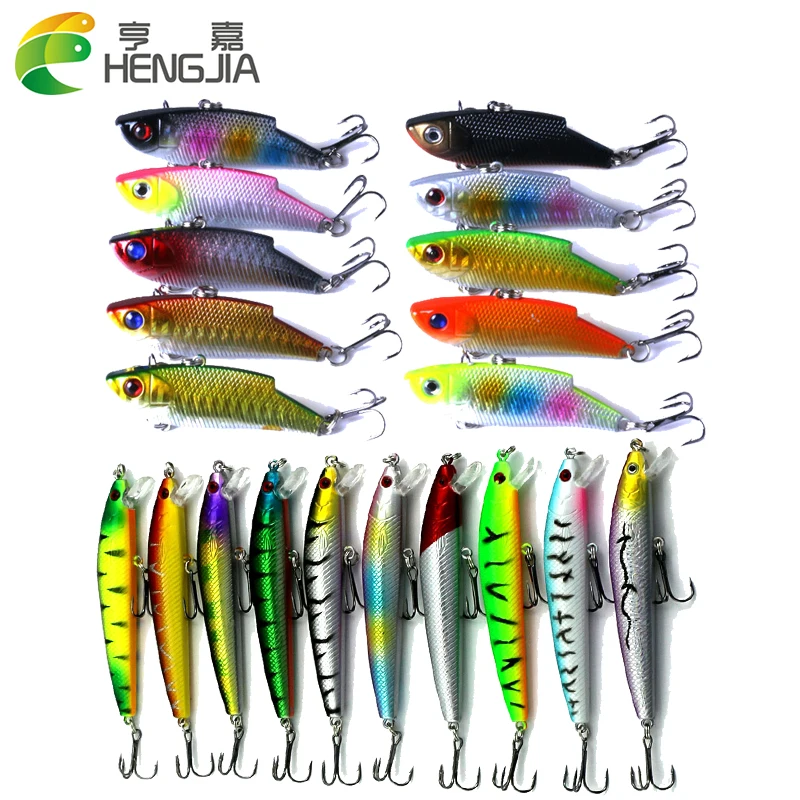 HENGJIA смешанные рыболовные приманки Minnow и VIB жесткие Искусственные воблеры
