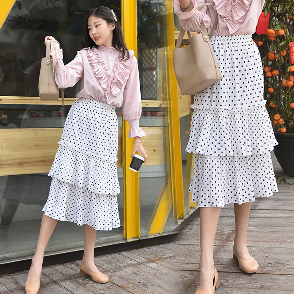 Женское платье в горошек с высокой талией а силуэт вечерние повседневные