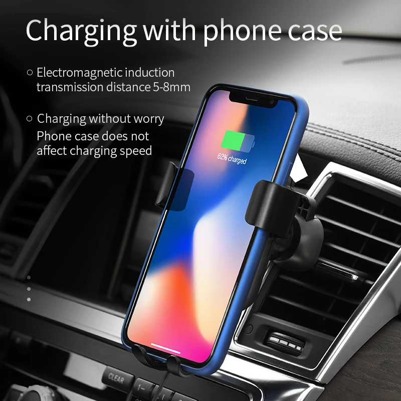 НОСО QC3.0 Быстрая Зарядка QI Беспроводное зарядное устройство для автомобиля, автомобильный держатель телефона Air держатель для телефона для iPhone samsung Xiaomi huawei