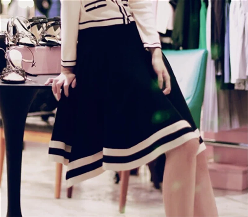 Only Black Skirt Женский комплект из двух предметов, элегантный кардиган в стиле C, комплекты с юбкой-трапециевидной формы, комплекты из 2 предметов, комплекты свитеров, вязаные спортивные костюмы, топы+ юбки, подходящие комплекты - Цвет: Only Black Skirt