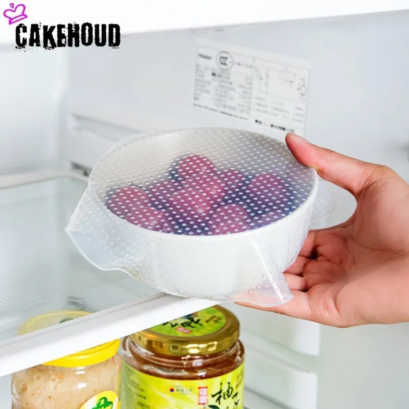 CAKEHOOUD 4 шт. пищевой силиконовый консервант Saran упаковка многоразовый холодильник
