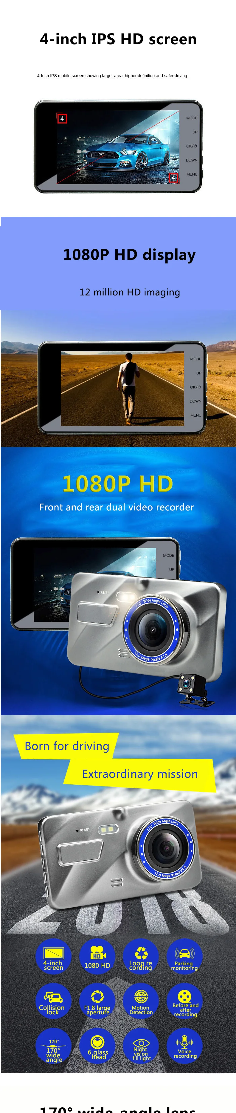 PARASOLANT 2,5 HD широкоэкранная Автомобильная камера рекордер 1080P монитор панорамный рекордер для вождения ночного видения автомобильные аксессуары