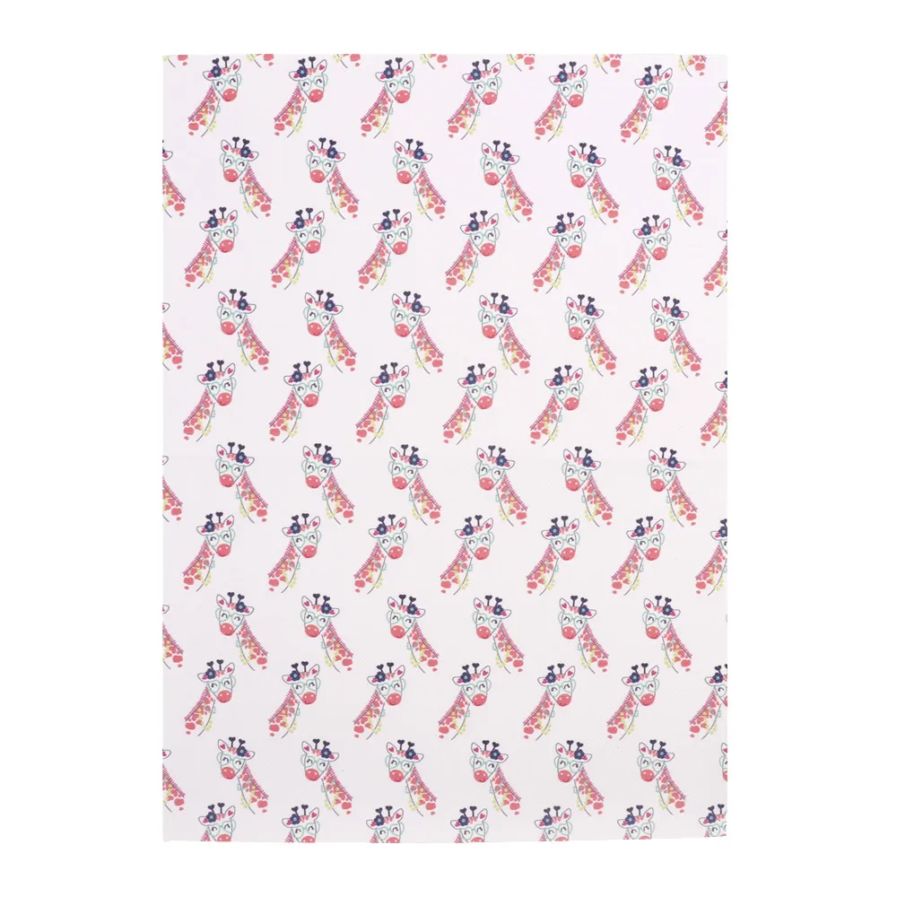 giraffe Xugar 22*30 см сова животное панда собака напечатана искусственная Синтетическая кожа ткань, DIY швейная цветочная ткань для домашняя Текстильная одежда сумки - Цвет: giraffe