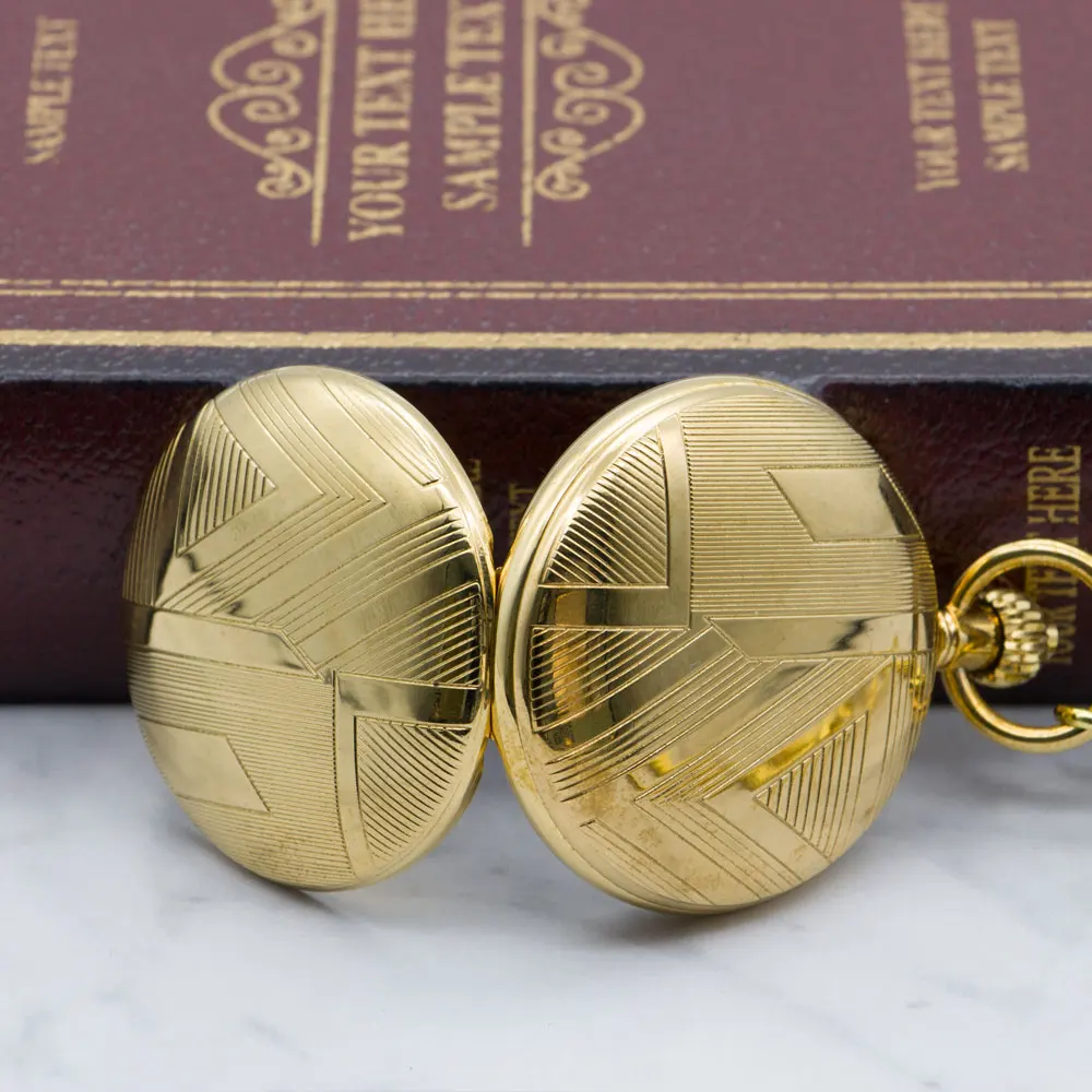 Vintage Men Mechanical Pocket Watch Classic Fob Watches Retro Vintage Gold Case Black Dial for Men Women PJX1319