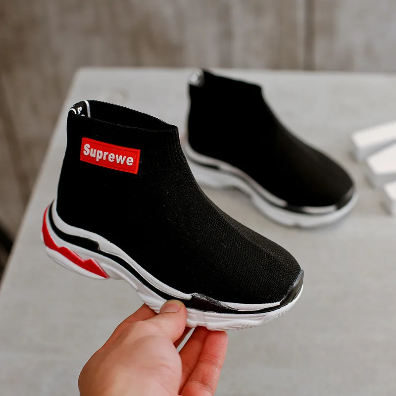 Весна 2018 маленьких/Big Kid слипоны тапки дышащий вязать носки спортивные