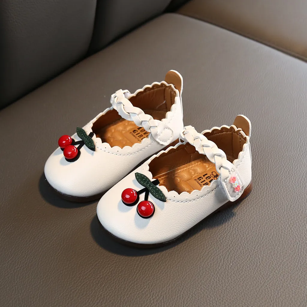 Leather Shoes Toddler Infant Kids Baby Girls Cherry Leather Single Princess Shoes Chaussure Enfant Fille School Shoes For Girls
