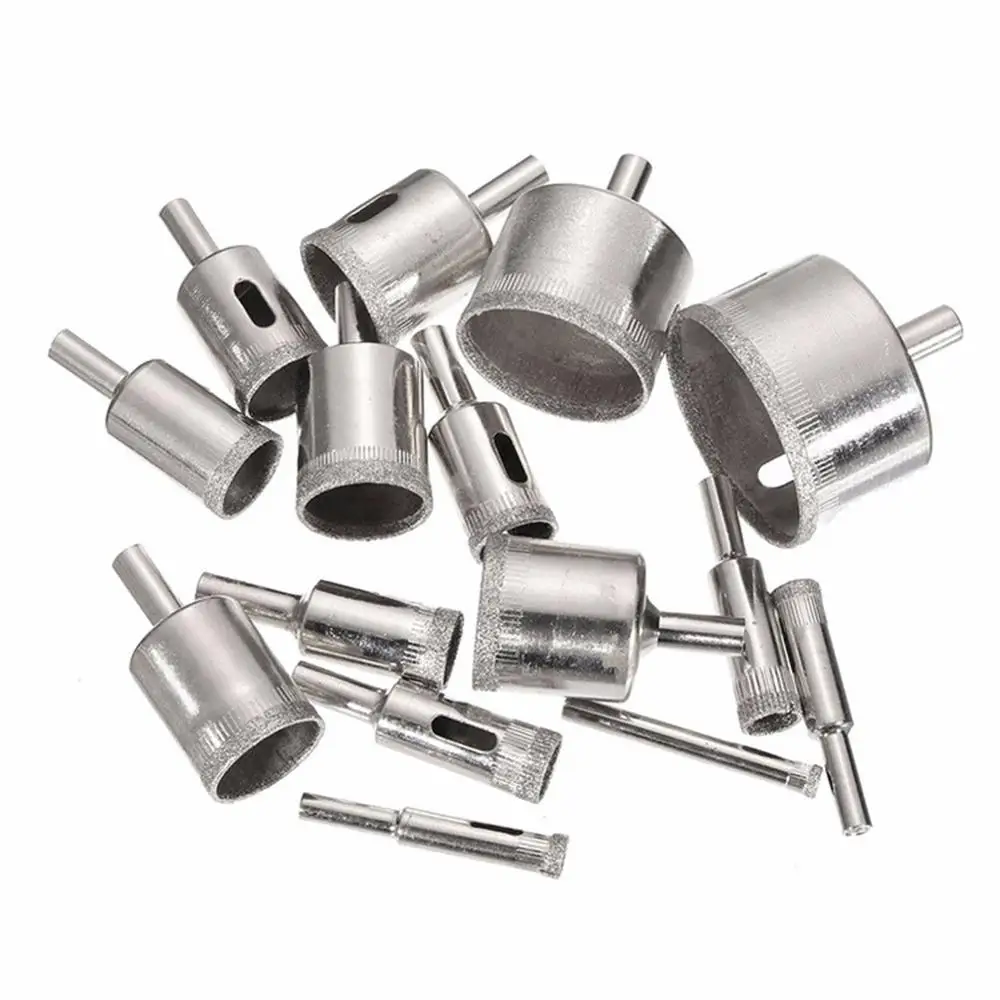 Diamond Hole Silver Exquisite Durable Saw Drill Bit Set Glass Ceramic Tile Cutting Tool 15pcs 6-50mm | Инструменты