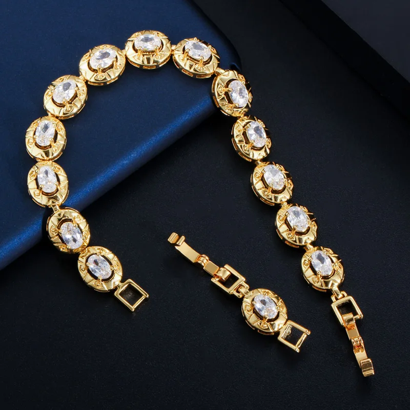 Индийская мода ThreeGraces желтый золотой овальный кубический цирконий кристалл