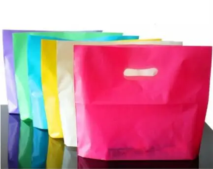 Colorful Blue Pink Plastic gift bag with handle Handle plastic shopping wedding party | Дом и сад