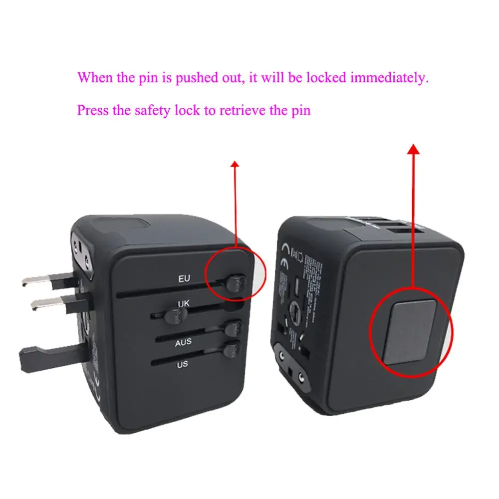 Универсальный адаптер для путешествий Международный питания Все в одном с 3 4 А