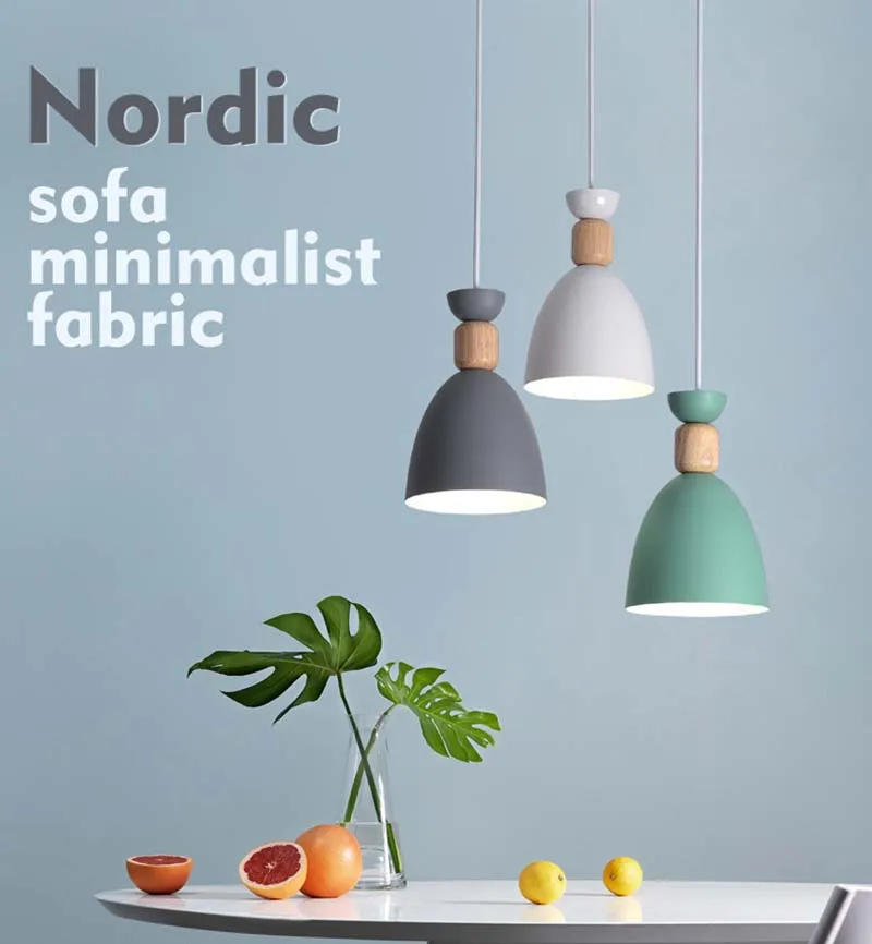 

BOKT Nordic Kitchen Pendant Lamp Colorful Indoor Industrial Hanging Light For Living Room Bedroom Home Decoration