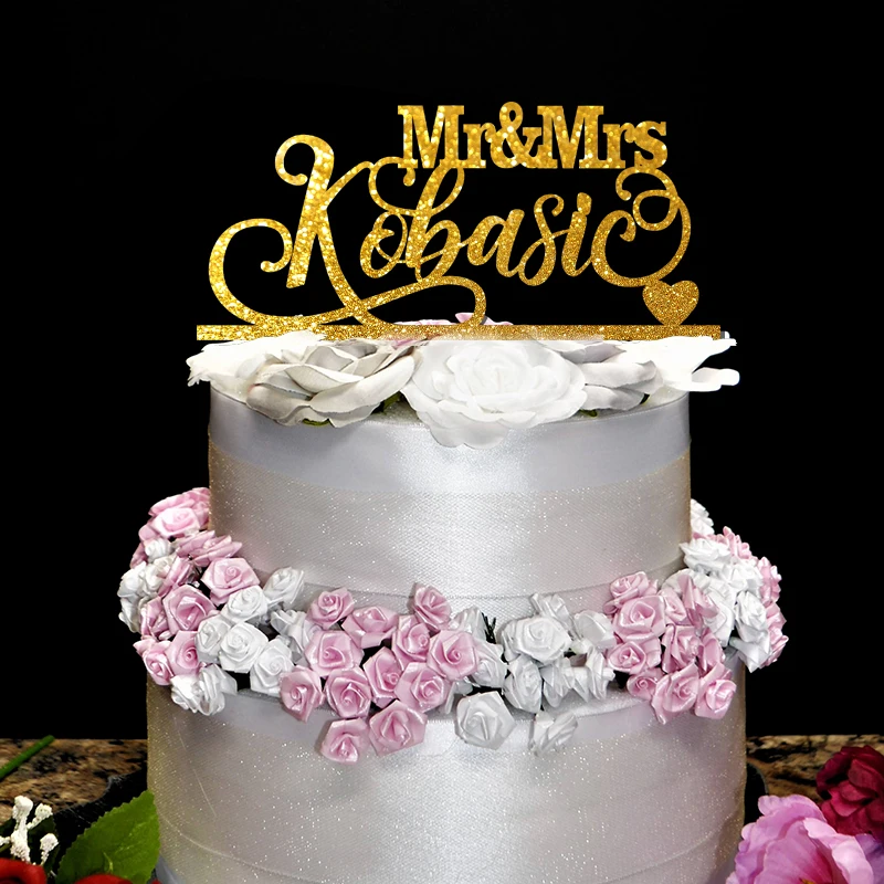 

Mr & Mrs Wedding Name Topper , Customized wooden acrylic wedding cake topper , Personalized wedding cake topper