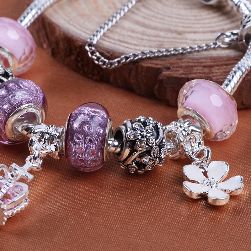 AIFEILI 2018 модные браслеты серебряного цвета с подвеской в виде цветка подвески