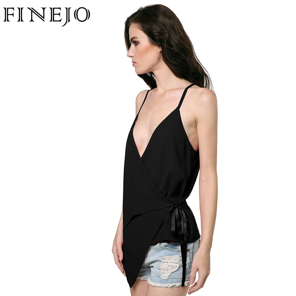 FINEJO женские сексуальные топы с глубоким v-образным вырезом и открытой спиной