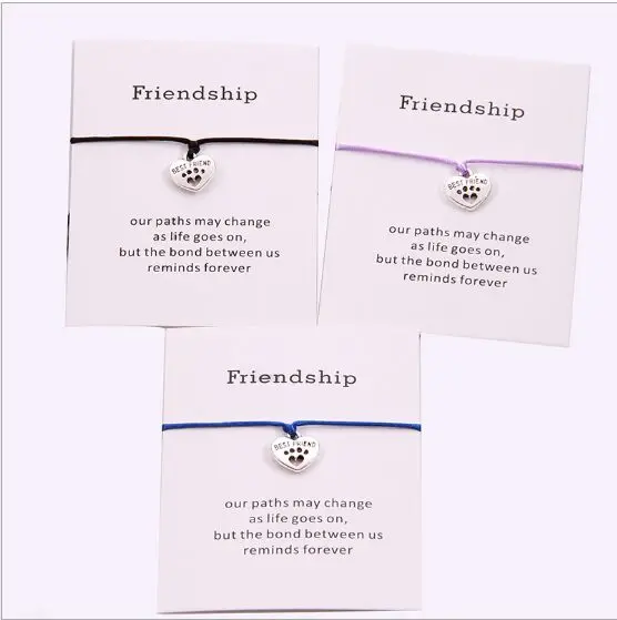 1 шт лучшие друзья сердце браслет с шармом дружба открытка желаний подарок на