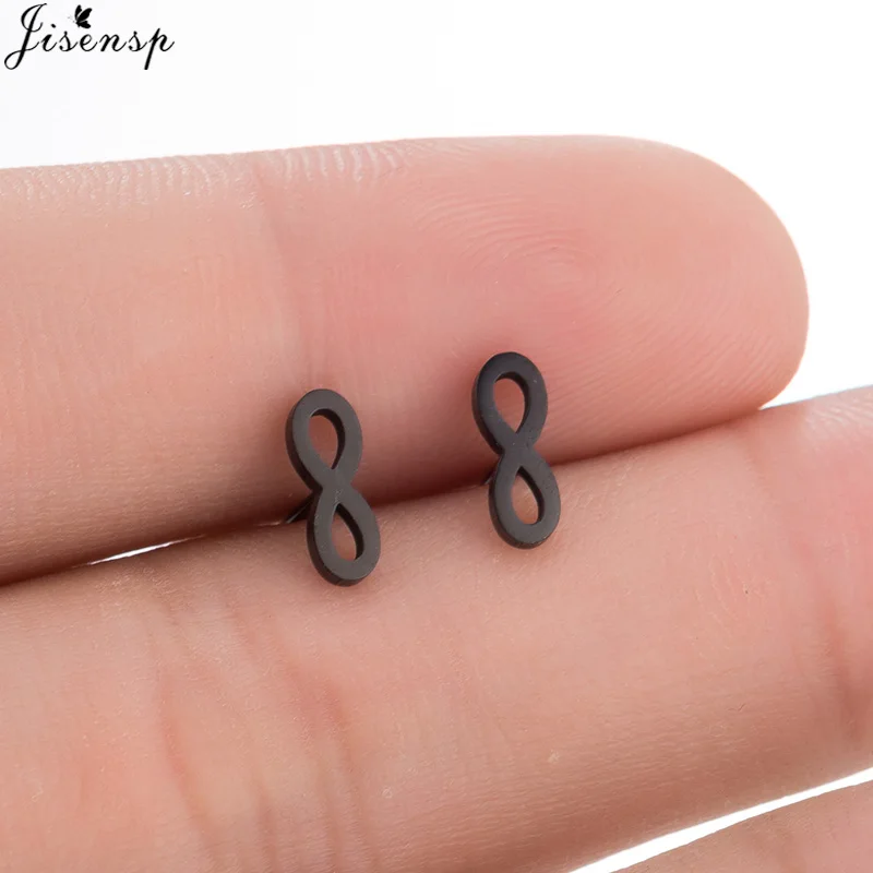 Новые милые серьги Jisensp Infinity для девочек простые гвоздики с бесконечностью в
