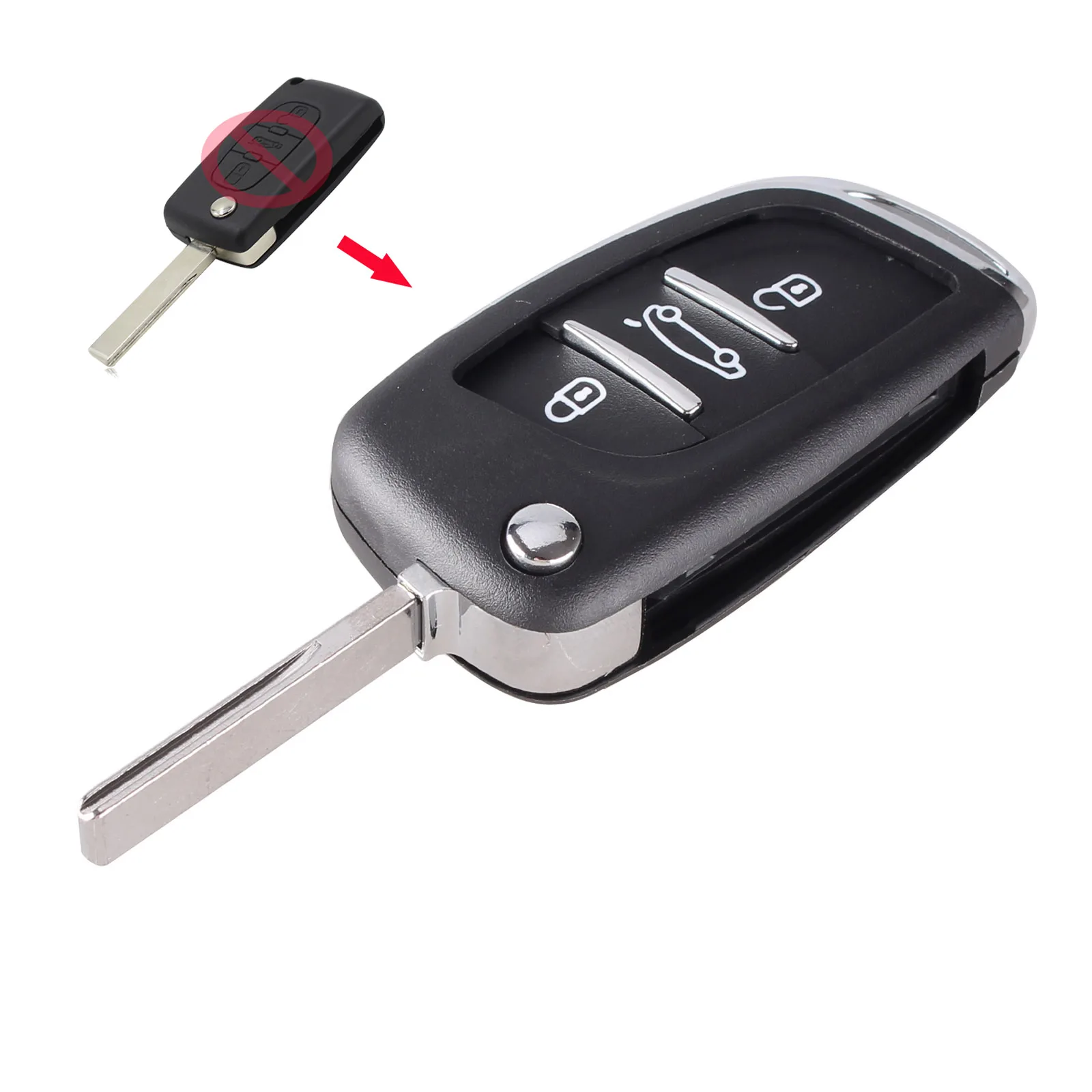 Чехол книжка DANDKEY cut Blade 3 кнопки для PEUGEOT 207 307 308 Citroen C2 C3 C4 C5 C6 C8 без паза CE0536|Ключ от