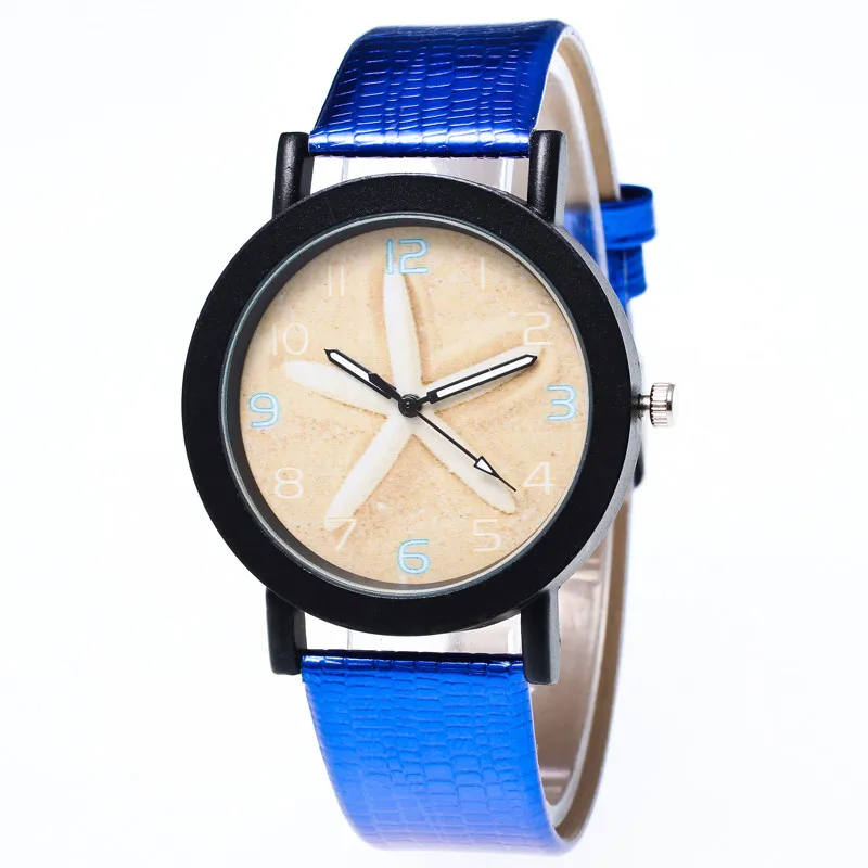 Повседневное класса люкс Для женщин часы модные Морская звезда шаблон Кожаный