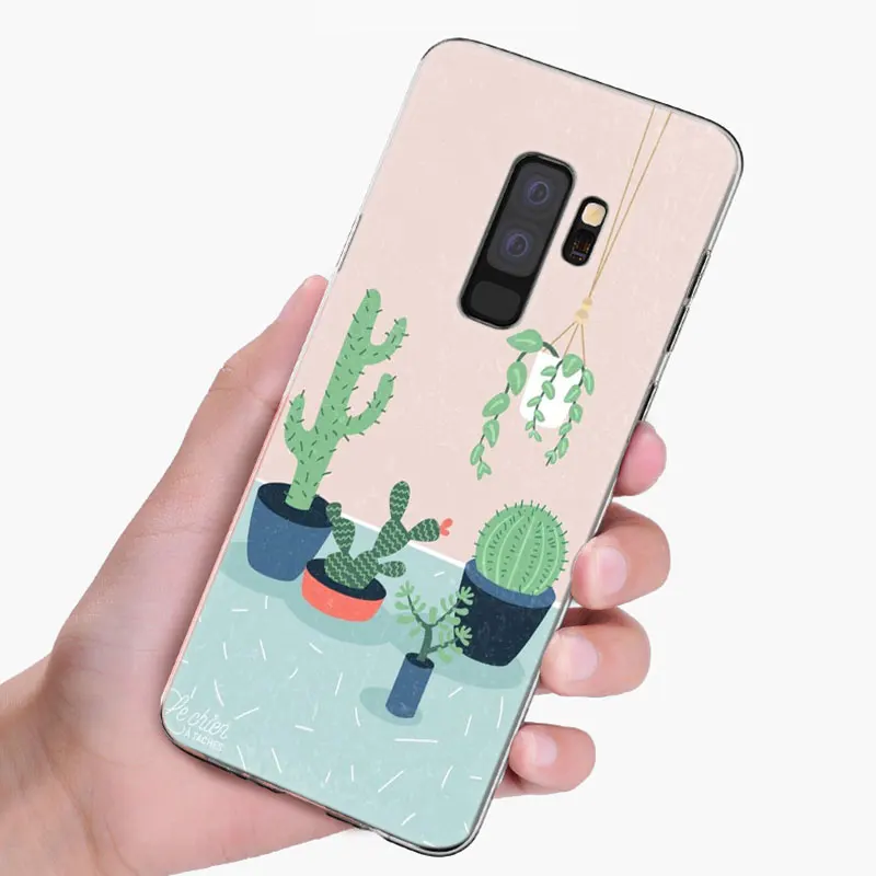 Мягкий силиконовый чехол С КАКТУСОМ и листьями растений для Samsung Galaxy S10 S9 S8 Plus S7 Edge
