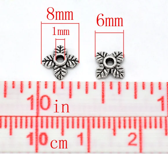 DoreenBeads 350 шт. украшенные 4 лепестками и листьями Наконечники 6*6 мм (B00468) yiwu|bead end caps|end