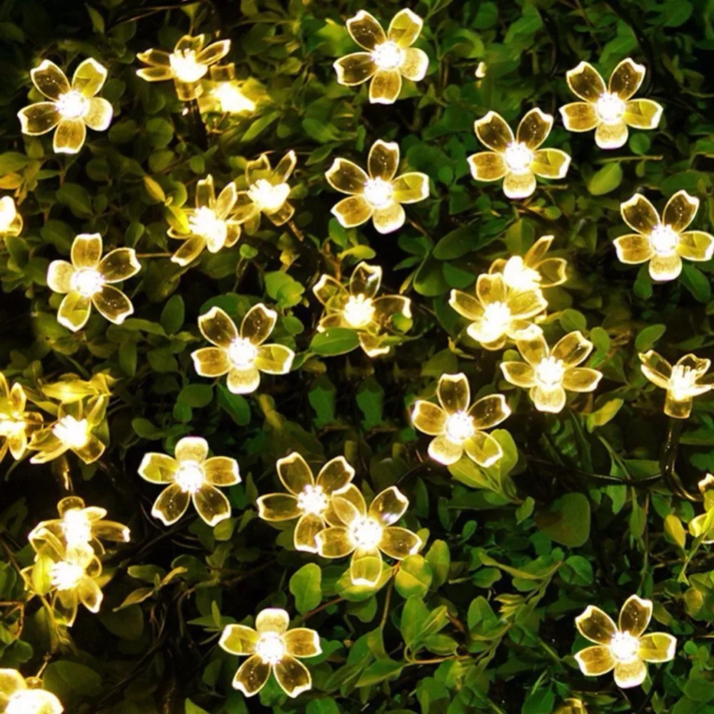 

Solar Power LED Fairy String Lights 7M 50 LED Peach Blossom Christmas Trees Wedding Party Decorative Garden Lawn Patio lights