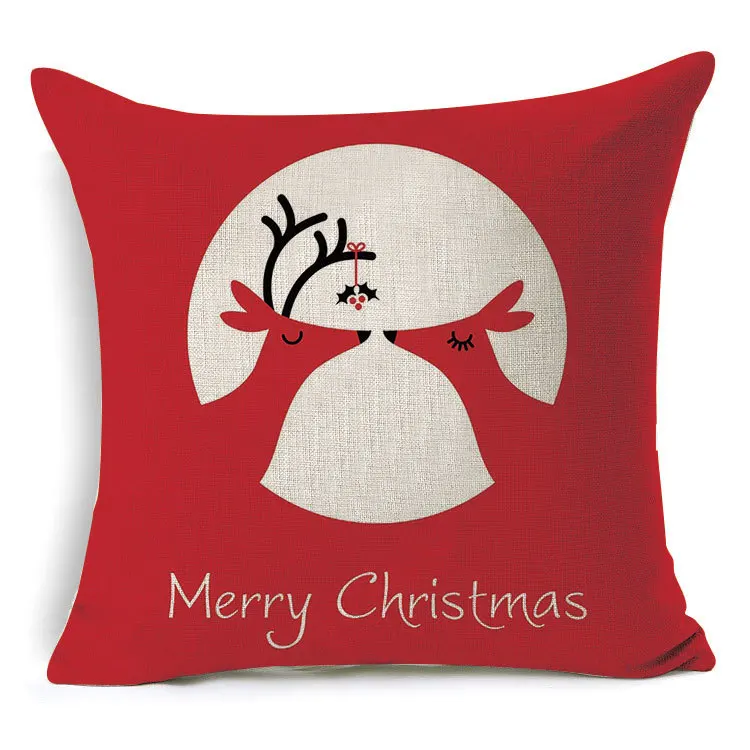 1Pcs 43*43cm Christmas Deer Gifts Pattern Cotton Linen Throw Pillow Cushion Cover Car Home Sofa Decorative Pillowcase 40483 - Цвет: F
