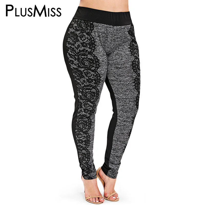 PlusMiss размера плюс 5XL кружевные вязанные крючком Леггинсы Женская одежда большой