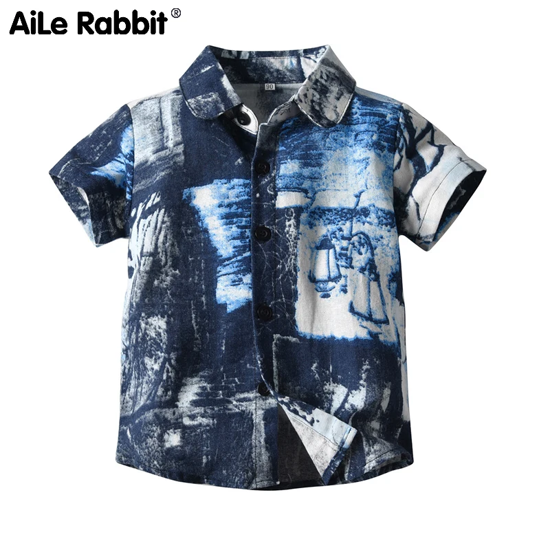 Рубашка AiLe Rabbit с рукавами новые рубашки принтом чернил и брызг Детские