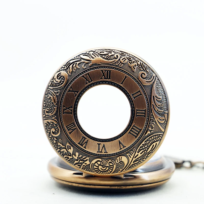 Red Antique Steampunk Roman Numerals Dial Manual Winding Mechanical Pocket Watch Vintage Gentleman Pendant Accessory Clock