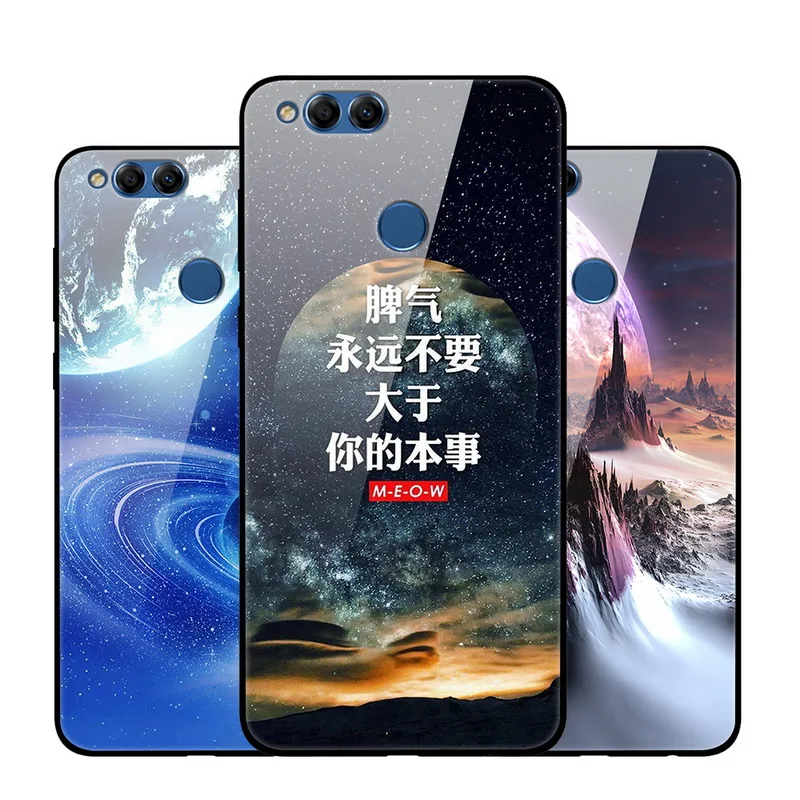 Для huawei Honor 7X чехол 5,9" Звездный узор закаленное стекло чехол для huawei Honor 7X чехол Honor7X силиконовый бампер 8X 9X Капа