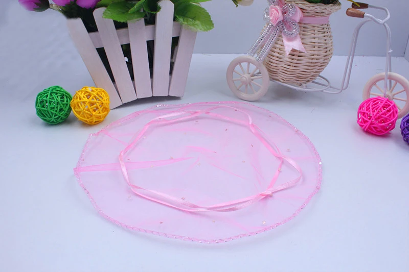 35cm 500pcs Pink Candy Bags For Wedding Round Christmas Organza Bags Gift Packaging Bags Women Drawstring Bag Package Display