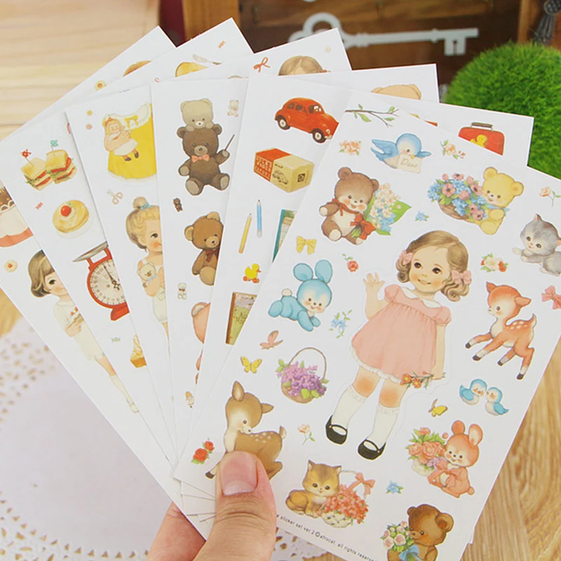 6 листов DIY Kawaii ПВХ Цветочные наклейки единорог мультфильм с кошкой для пишущих принадлежностей наклейки Скрапбукинг для украшения Фотоальбом Дневник - Цвет: 7