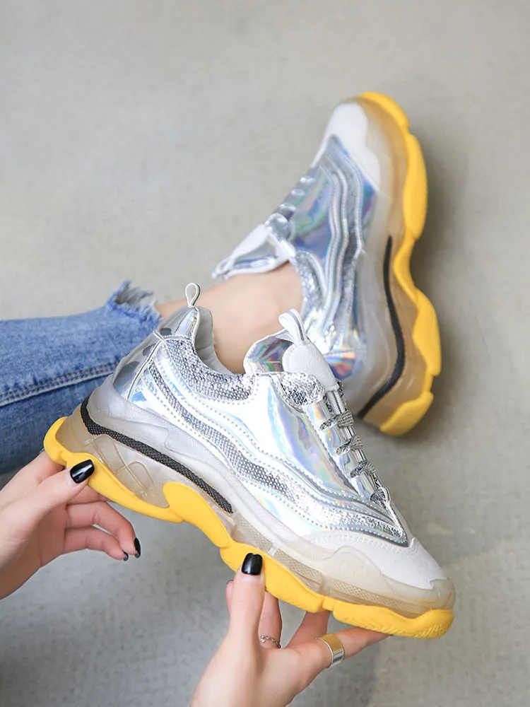 Женские кроссовки Модные цветные прозрачные туфли с прозрачной подошвой из ПВХ