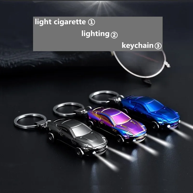 Вольфрамовая Зажигалка для ветрового стекла креативная USB перезаряжаемая с прикуривателем модель автомобиля мини-брелок на цепочке многофункциональная Мужская крутая зажигалка