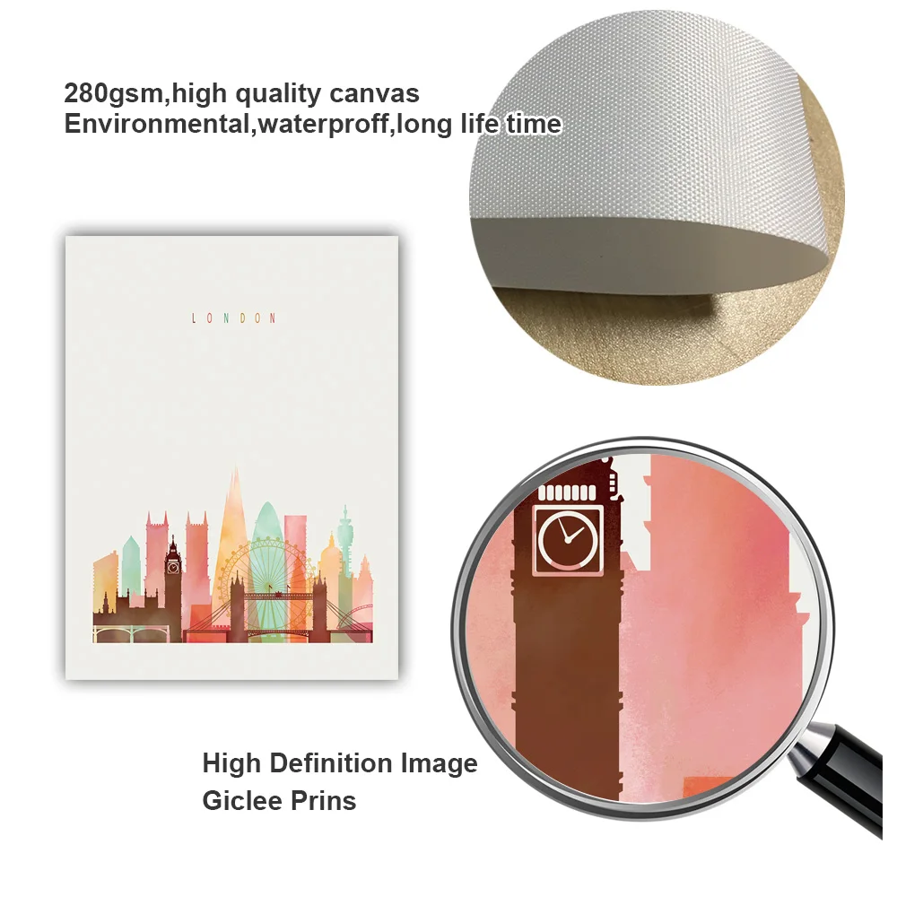 Париж Нью Йорк Лондонский город горизонт скандинавские плакаты и принты