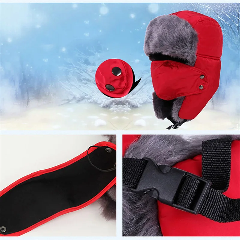 

Winter Hiking Hat Thermal Windproof Ski Snowboard Hat Ear Flap With Windproof Mask Outdoor Hunting Fishing Cap Russian Sport Hat