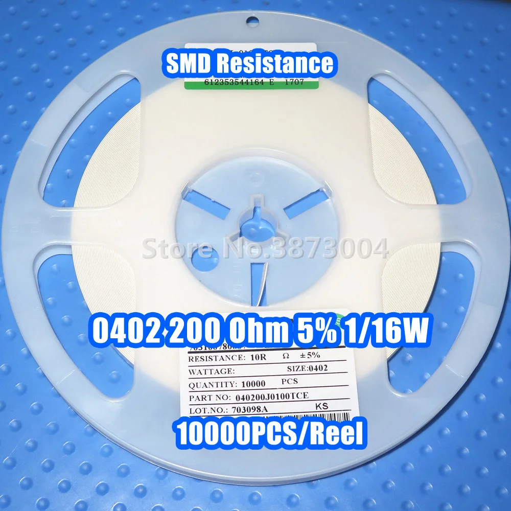 

1 Reel 0402 200R 200 Ohm 5% 1/16W SMD resistance 10000PCS/Reel
