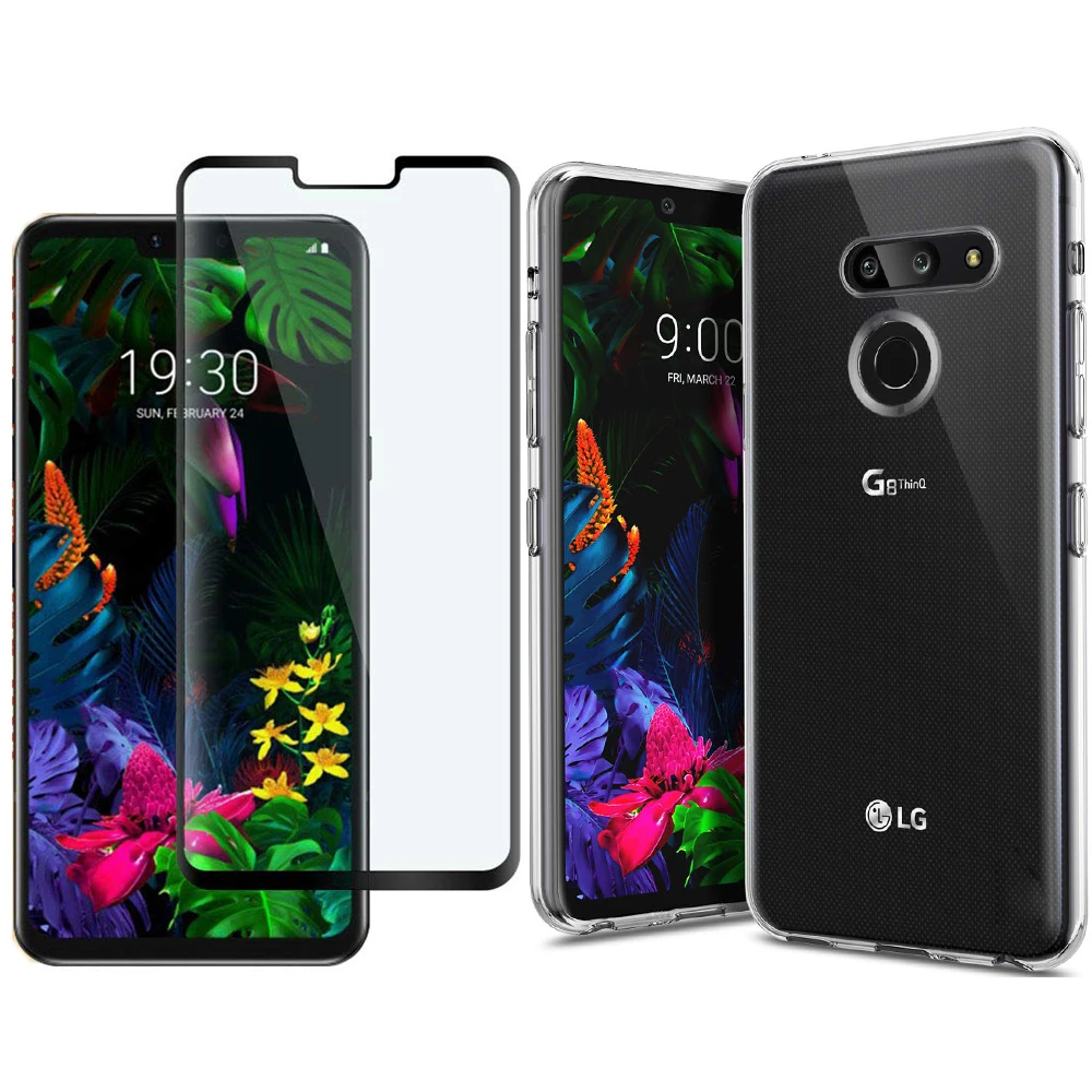 Для LG G8 ThinQ Мягкий ТПУ чехол с 2.5D 9H закаленное Полное покрытие стеклянная Защитная