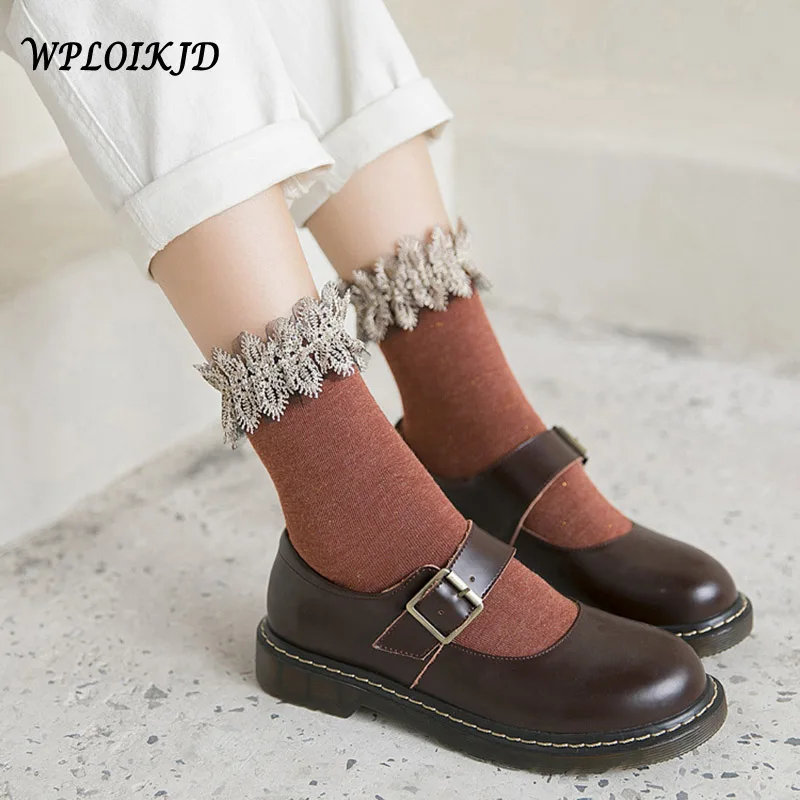 [WPLOIKJD] Оригинальный дизайн милые оригинальные кружевные женские носки ручной