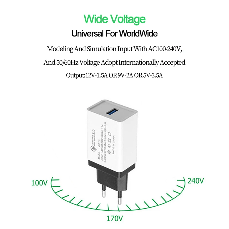 USB кабель зарядное устройство вилка QC3.0 Быстрая зарядка дорожный настенный