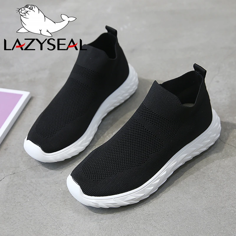 LazySeal; Новинка; женские ботильоны на платформе из сетчатого материала; женская дышащая обувь с круглым носком; слипоны на плоской подошве; женские кроссовки; женская обувь