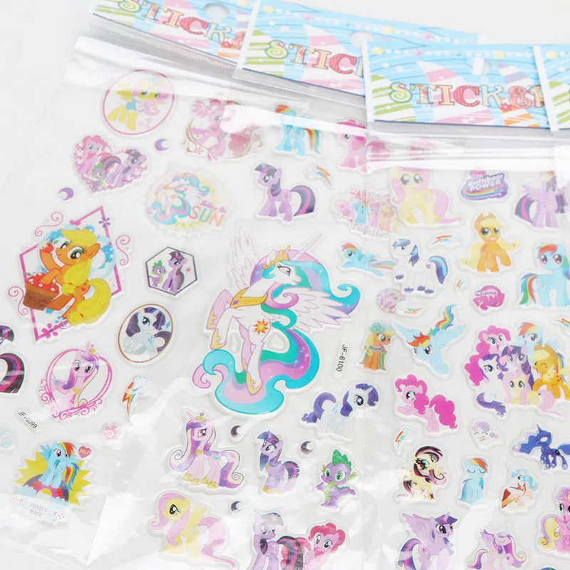6 шт./компл. ПВХ Стикеры с изображением пони игрушки My Little Pony пакет для девочек наклейки для ногтей 3D всех цветов радуги; платье с Сумеречной искоркой Пинки
