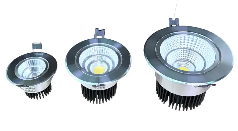 10 Вт 12 15 18 20 25 LED COB затемненные потолочные светильники CRI 85 Гладкий Серебристый