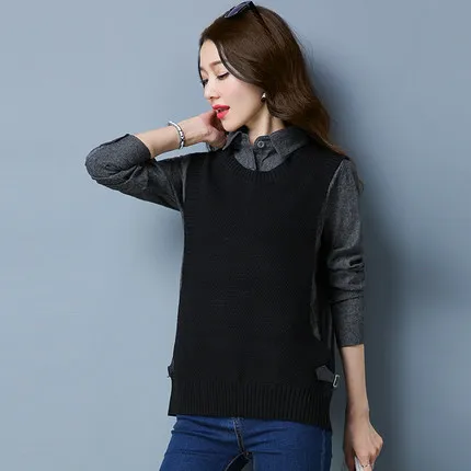 Женский свитер новая модель женский короткий жилет с имитацией двух предметов