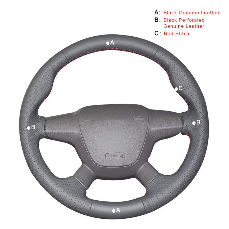 Genuine Leather Оплетка автомобиля на рулевом колесе Крышка для Ford Focus 3 2012- Kuga Escape 2013- C-MAX 2011- авто кожаное колесо крышка - Название цвета: Genuine Leather